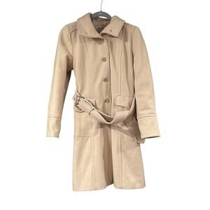 Kenneth Cole New York Wool Blend Belted Coat Women’s Size 8 Cream Peacoat